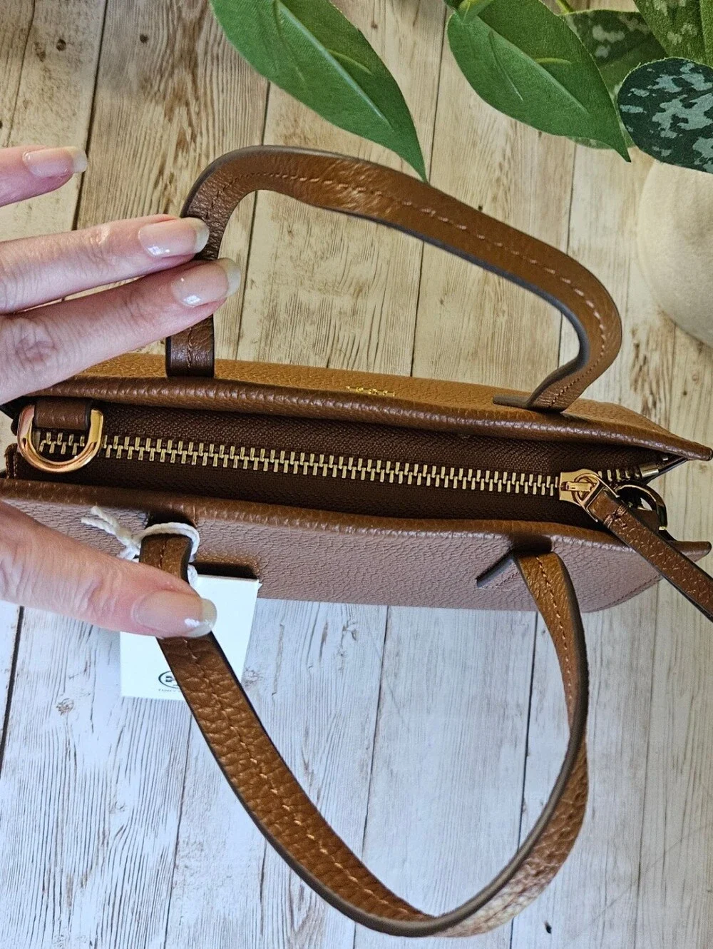 Tory Burch nwt Blake Mini Tote Bag Crossbody in Cortado brown pebbled leather